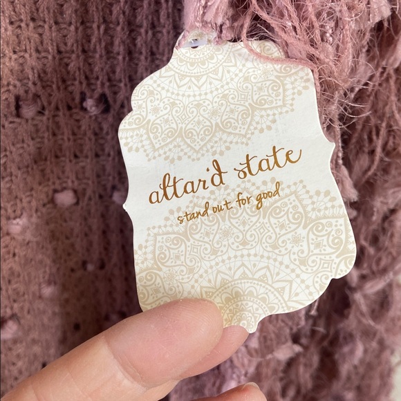 New Altar'd State Shaggy Vest Women's Medium  Rose Pink Fall Winter Boho Knit - Picture 5 of 8